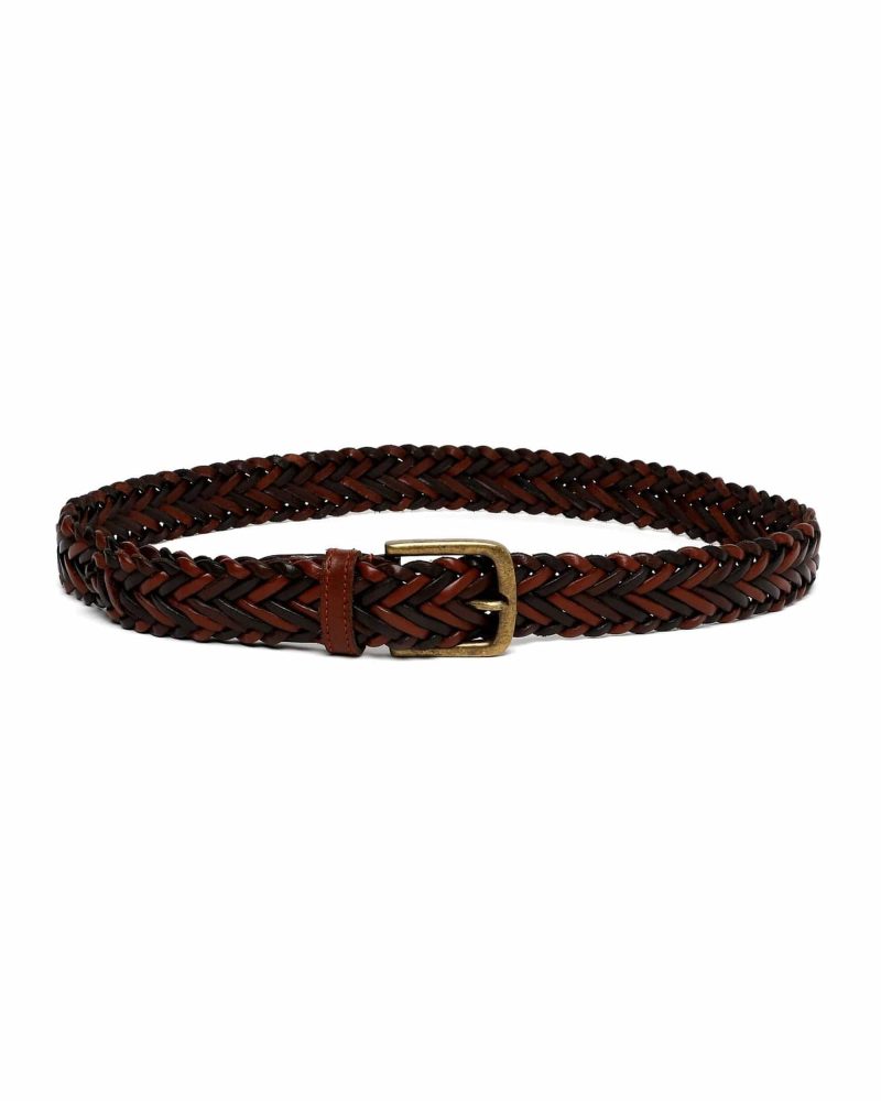 BRAIDED BELT BROWN