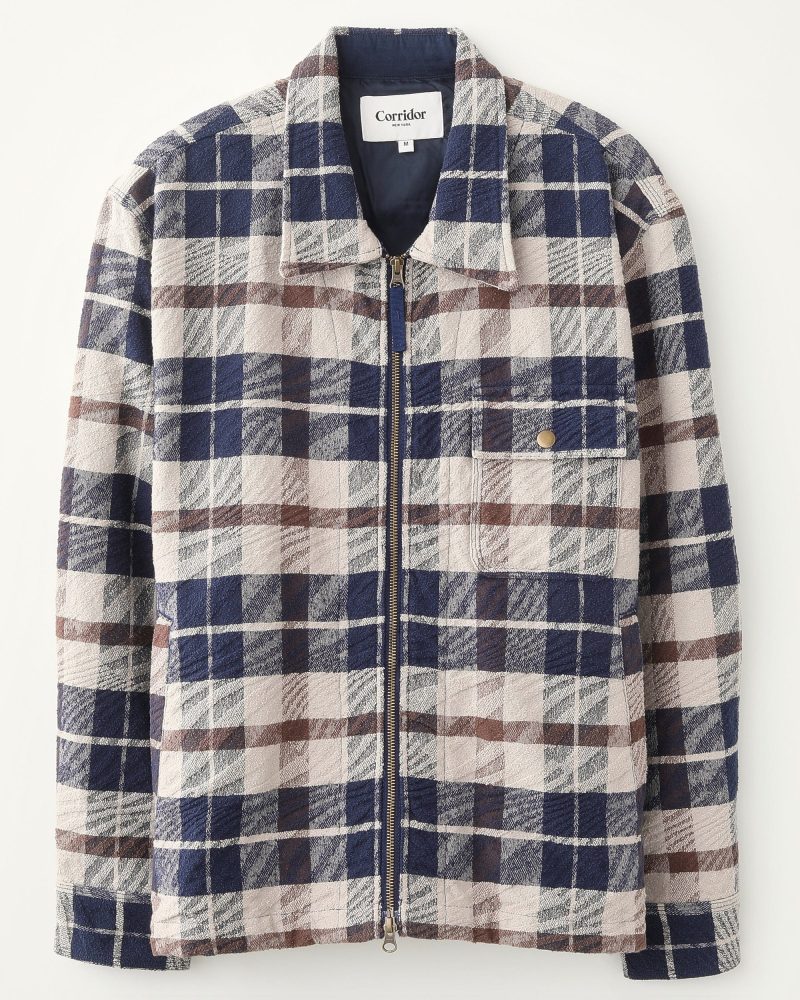 JKT0041 JacquardPlaidZipJacket NVY